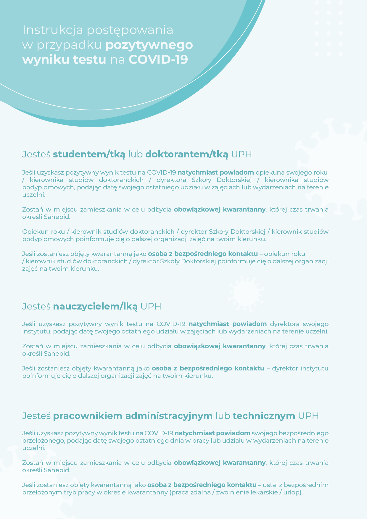 Instrukcja dla studentów i pracowników dot. COVID-19